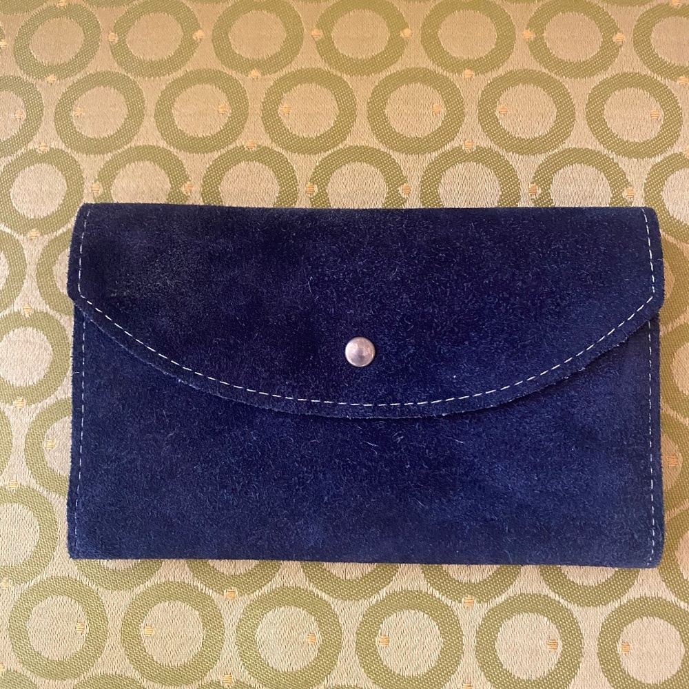 Suede leather navy wallet